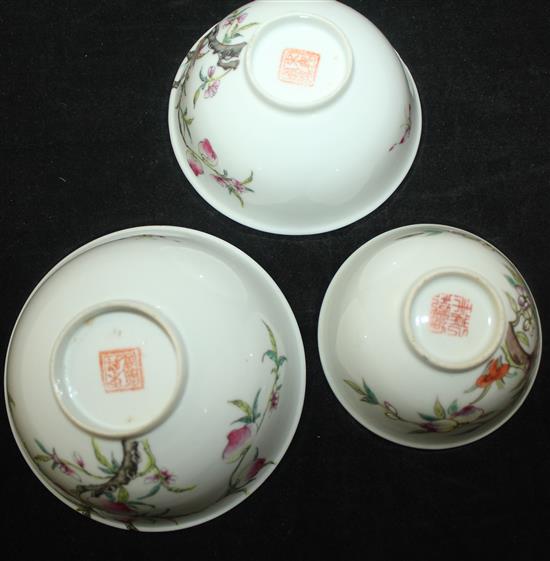 A group of Chinese famille rose bowls and dishes, late 19th / early 20th century,